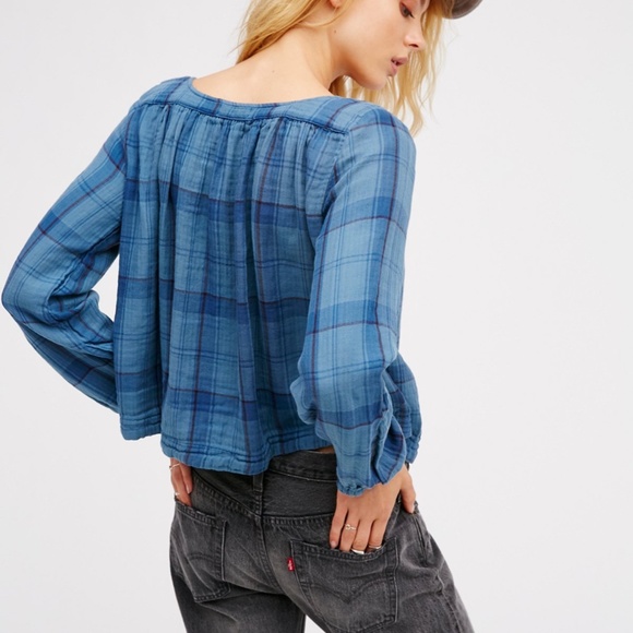 Free People X CP Shades Plaid Double Cloth Top USA - Picture 2 of 11